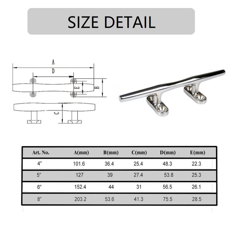 Thorn Boat Dock Cleat 8 Inch Marine Stainless Steel Open Base Cleats 8" (4 PCS) - Image 4